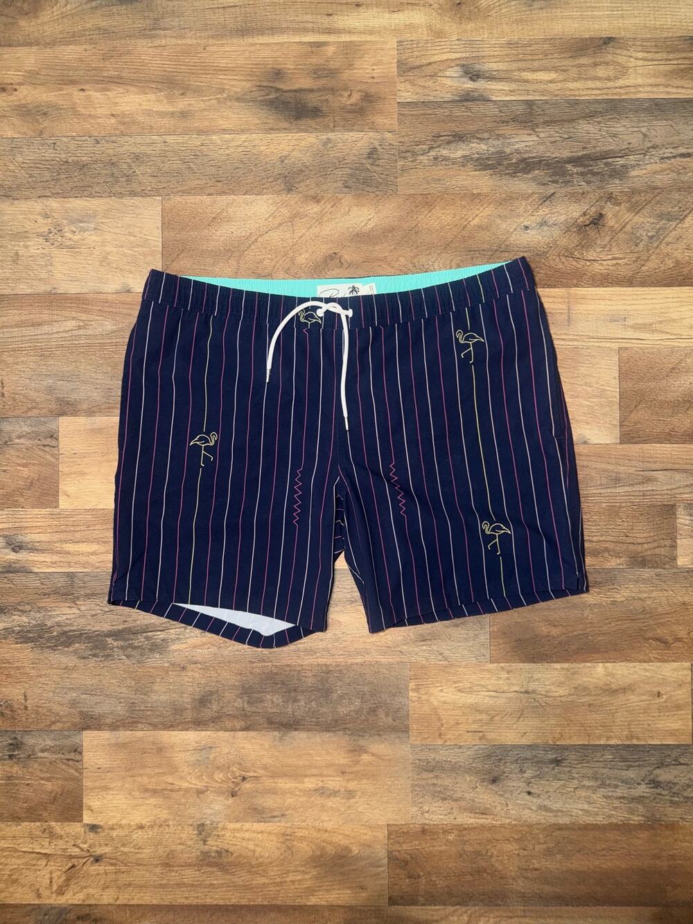 Bonobos men’s pin stripe flamingo swim trunks